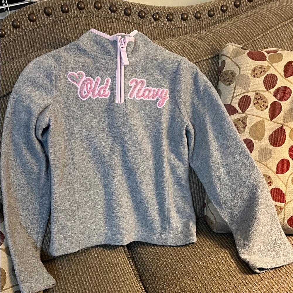 Old Navy Heather Gray Pullover with Pink Details